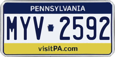 PA license plate MYV2592