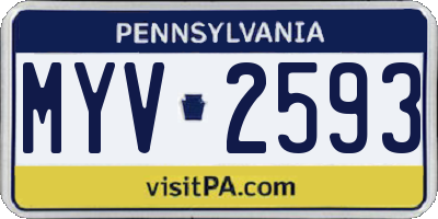 PA license plate MYV2593