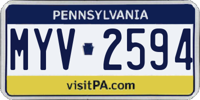 PA license plate MYV2594