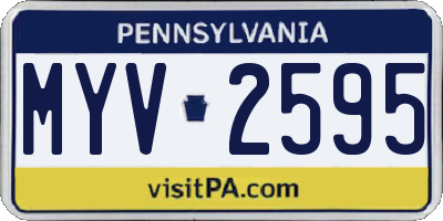PA license plate MYV2595