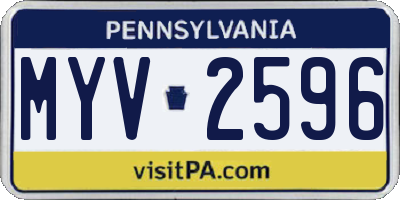 PA license plate MYV2596
