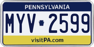 PA license plate MYV2599