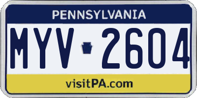 PA license plate MYV2604