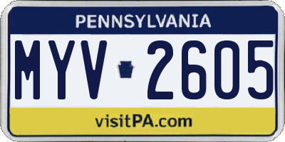 PA license plate MYV2605