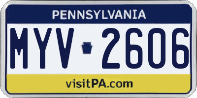 PA license plate MYV2606