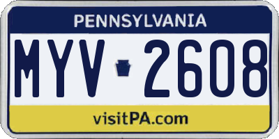 PA license plate MYV2608