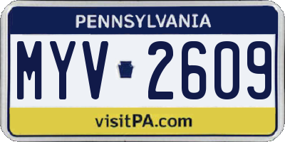 PA license plate MYV2609