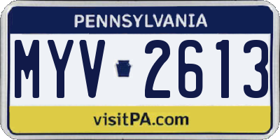PA license plate MYV2613
