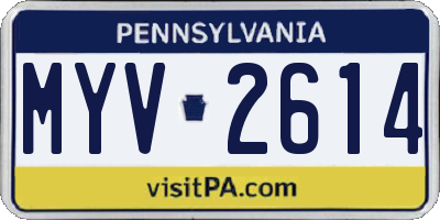 PA license plate MYV2614