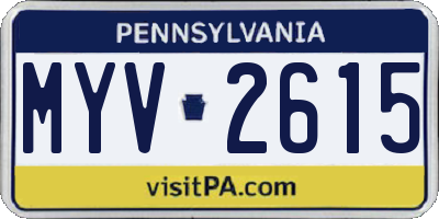 PA license plate MYV2615