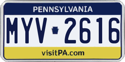 PA license plate MYV2616