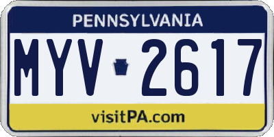 PA license plate MYV2617