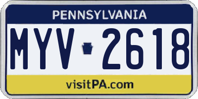 PA license plate MYV2618