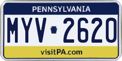 PA license plate MYV2620