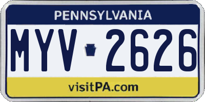 PA license plate MYV2626