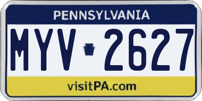 PA license plate MYV2627