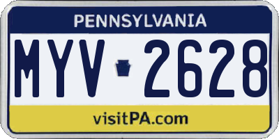 PA license plate MYV2628