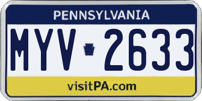 PA license plate MYV2633