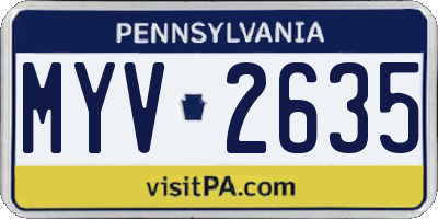 PA license plate MYV2635