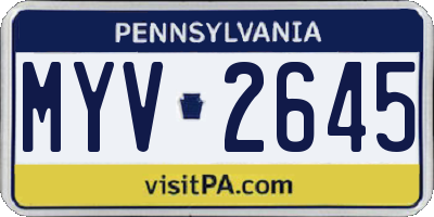 PA license plate MYV2645