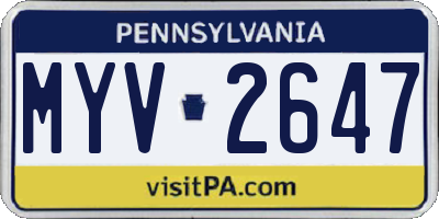 PA license plate MYV2647