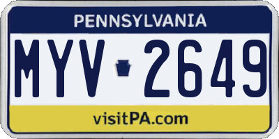 PA license plate MYV2649