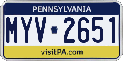 PA license plate MYV2651