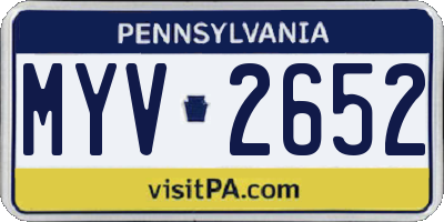 PA license plate MYV2652