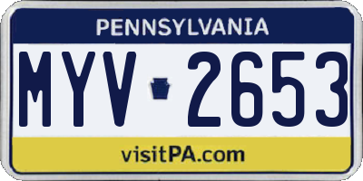PA license plate MYV2653