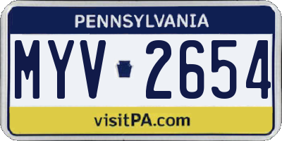 PA license plate MYV2654