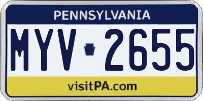 PA license plate MYV2655
