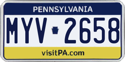 PA license plate MYV2658