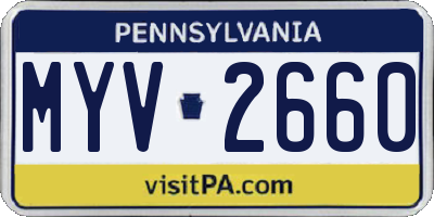 PA license plate MYV2660