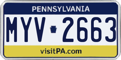 PA license plate MYV2663