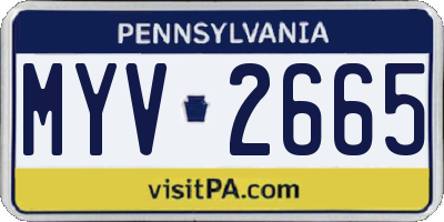 PA license plate MYV2665