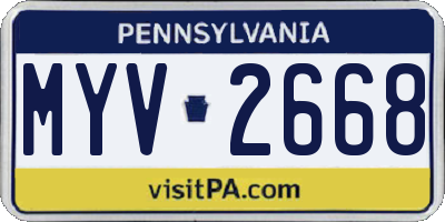 PA license plate MYV2668