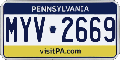 PA license plate MYV2669