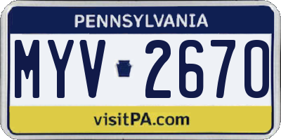 PA license plate MYV2670