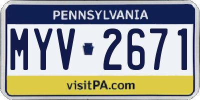 PA license plate MYV2671