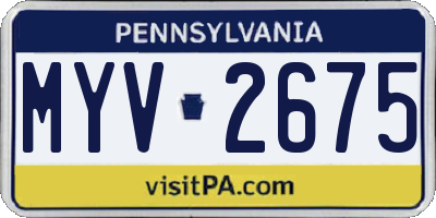 PA license plate MYV2675