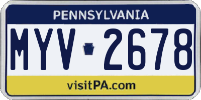PA license plate MYV2678