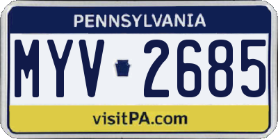 PA license plate MYV2685
