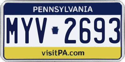 PA license plate MYV2693