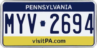 PA license plate MYV2694