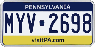 PA license plate MYV2698