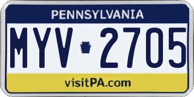 PA license plate MYV2705