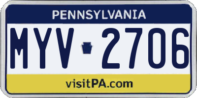 PA license plate MYV2706