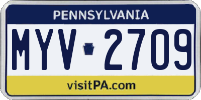 PA license plate MYV2709