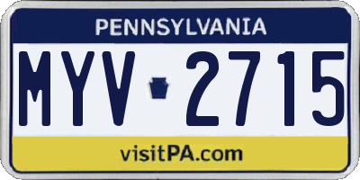 PA license plate MYV2715