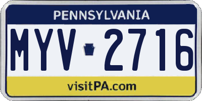 PA license plate MYV2716
